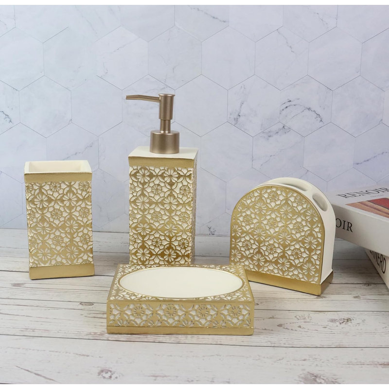 Golden Bathroom Accessories Set