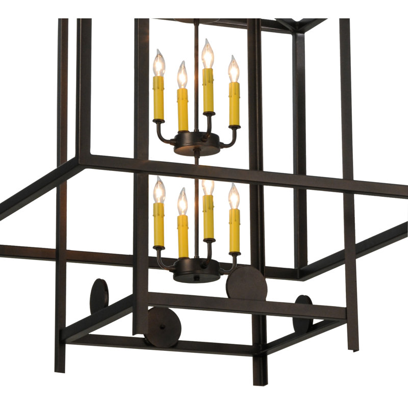 Uma 36" Square Bronze and Glass 12-Light Pendant