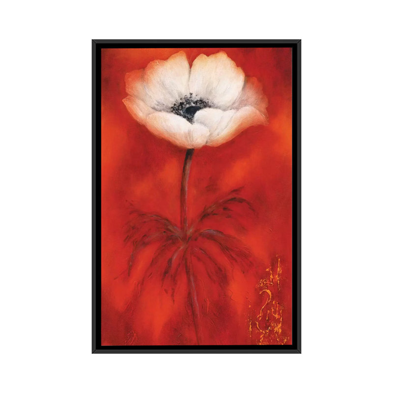 « anemone ii », reproduction sur toile, H 26 po x l 18 po x P 1,5 po, Toile avec cadre noir, Pas de tapis