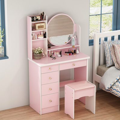 Litzy 53.1'' Vanity with Stool and Mirror
