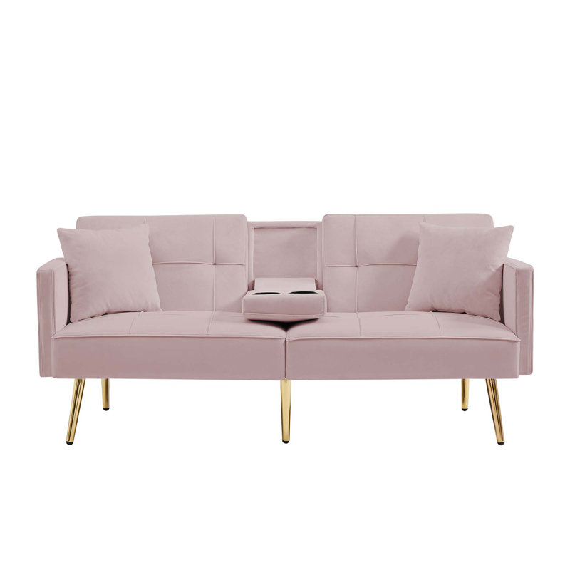 Malesa 69.20'' Square Arm Sleeper, Pink Velvet