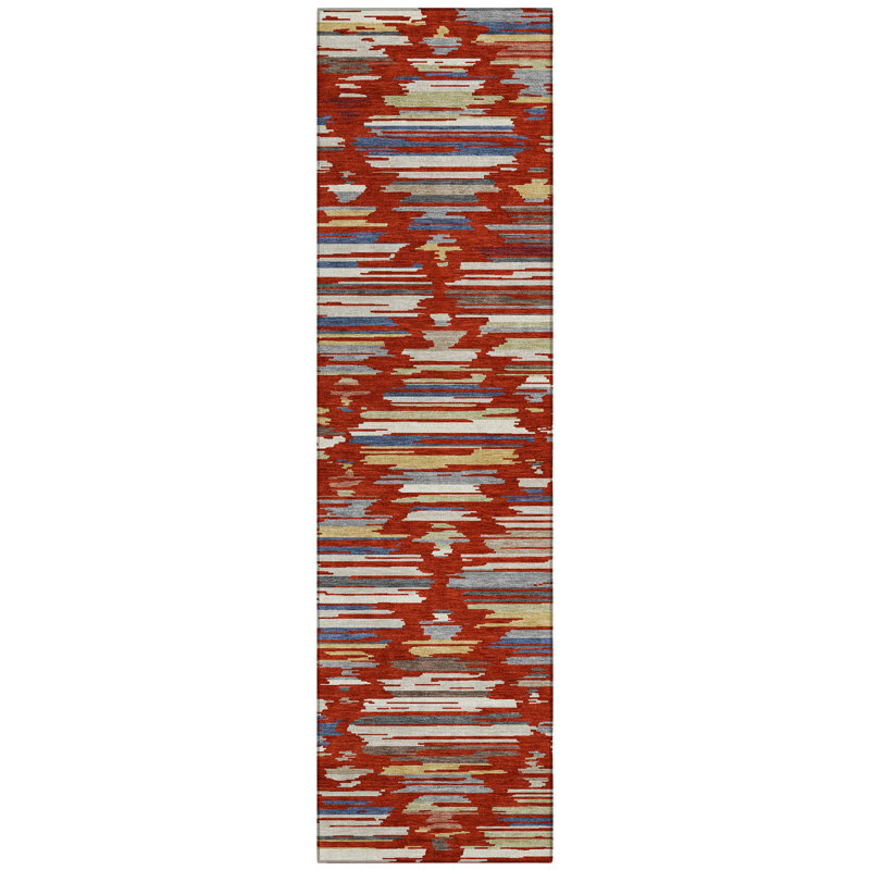 Machine Washable Indoor/Outdoor Chantille ACN2502 Southwest Rug, Runner 2'3" x 7'6", Red