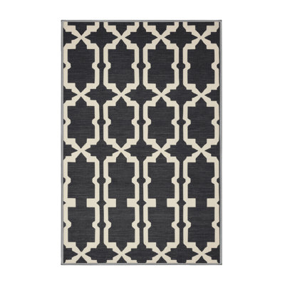 Machine Washable Trellis Gray Area Rug