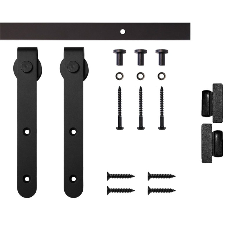 Ensemble de quincaillerie pour porte de grange standard à crochet simple (porte non incluse), Noir, 48 po