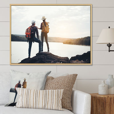 " Mountain Hiking Hilltop At Sunset "
