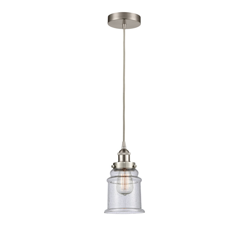 Luminaire suspendu cylindrique à 1 lumière Amiriya, H 11 po x l 6 po x P 6 po, Nickel satiné brossé