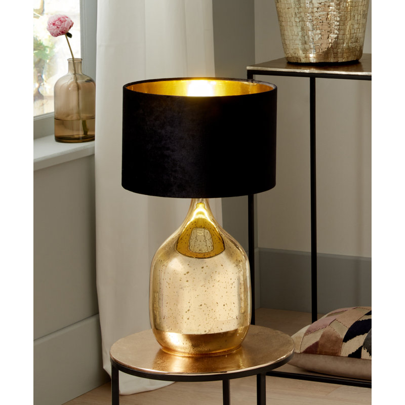 Anselmi Glass Table Lamp, Black, Champagne Gold