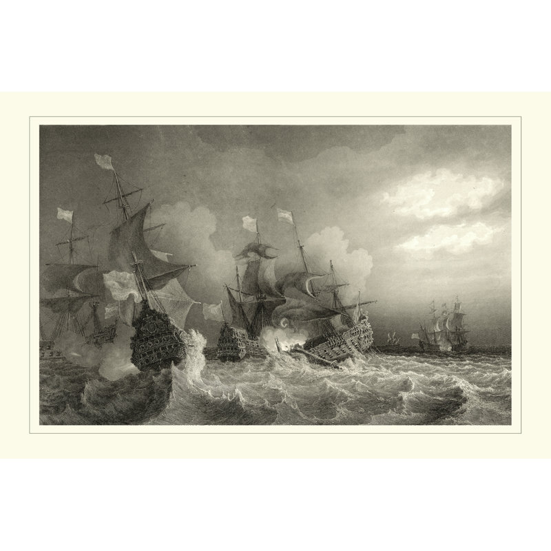 Ships At Sea I by Gudin - Wrapped Canvas Painting, 30cm H x 46cm W x 3.8cm D