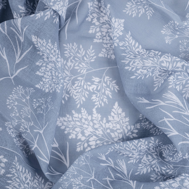 Alston Wildflower Floral Semi-Sheer Pinch Pleat Pairs with Back-tabs, 25" W x 108" L, Blue