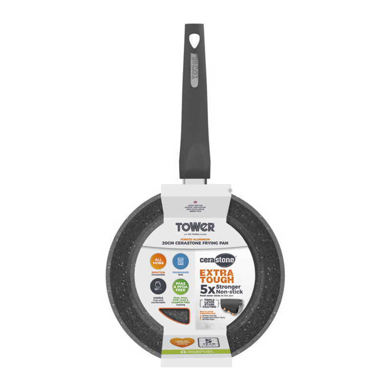 Tower Cerastone Forged Frying Pan with Non-Stick Coating and Soft Touch Handles, 20.7cm Diameter