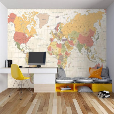 Papier peint rétro avec carte du monde politique