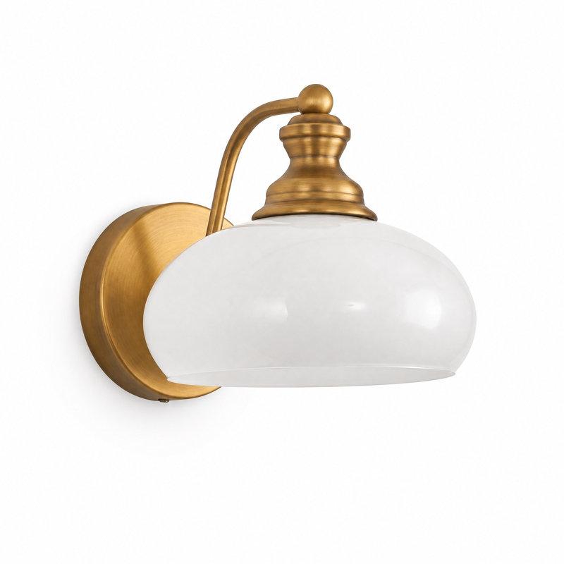 Éclairage pour salle de bain 1 lumière avec abat-jour en céramique blanc éclatant, Milk White, Une lumière