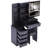 37" Middle Size Left Bedside Cabinet Vanity Table + Cushioned Stool Dresser Set, 2 Ac+2 Usb Socket, Hair Dryer Stand, Large Touch Control Led Sliding Mirror, 3-Color Switch, Epa, Gcc, Ul Certificate