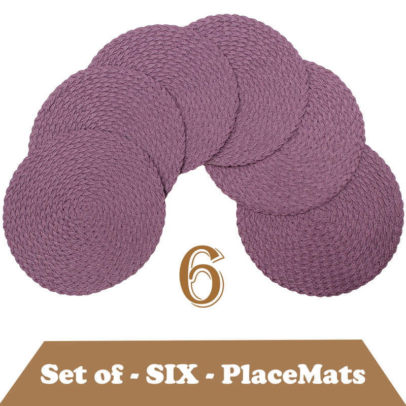 Ensemble de 6 napperons antidérapants Daisy, Mauve