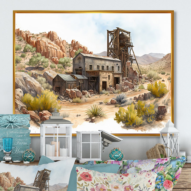 Wild West Mine in Arizona III - Impression sur toile, H 30 po x l 40 po x P 1,5 po, Toile avec cadre flottant or