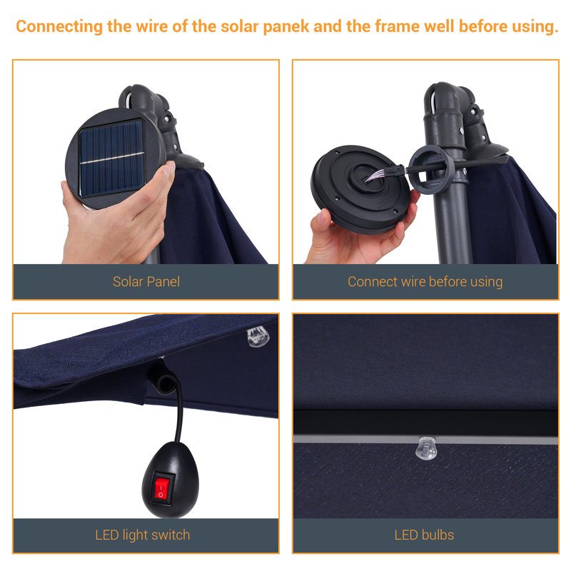 Parasol suspendu en porte-à-faux 98,4 po Jamieson, Bleu marine