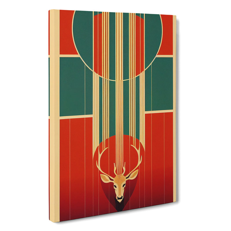 Art Deco Stag No.4 - Wrapped Canvas Print, 60cm H x 40cm W x 3cm D