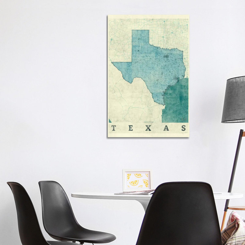 Texas Map - Wrapped Canvas Print, 101.6 cm H x 66.04 cm W x 1.91 cm D