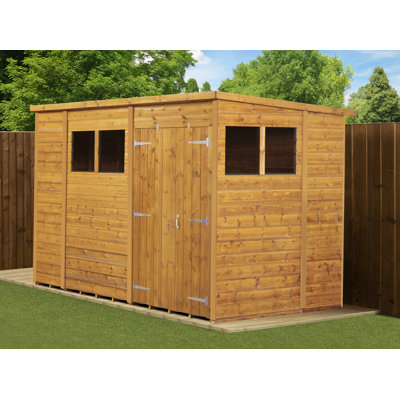 Modular Pent Garden Shed  10X6   Double Door Windows