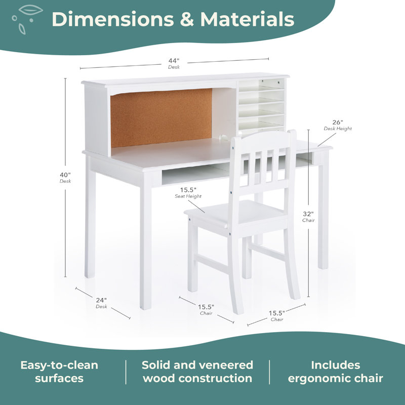 Ensemble de bureau et chaise pour enfants, Blanc