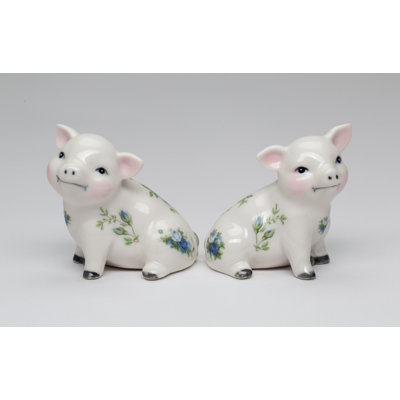 Victorian Blue Rose Pig Salt And Pepper