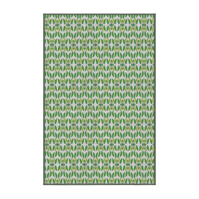 Tapis vert/blanc tissé à la machine, Rectangle 5 pi x 7 pi