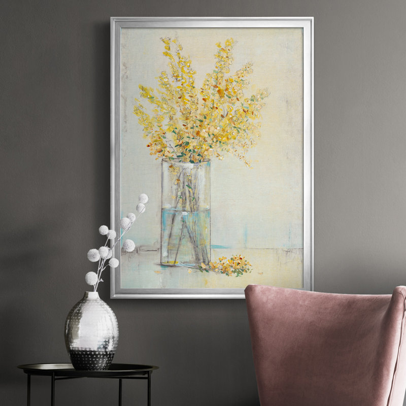 Toile jaune de qualité supérieure avec cadre jaune - prêt à accrocher, Cadre argenté, H 24,5 po x l 18,5 po x P 1 po