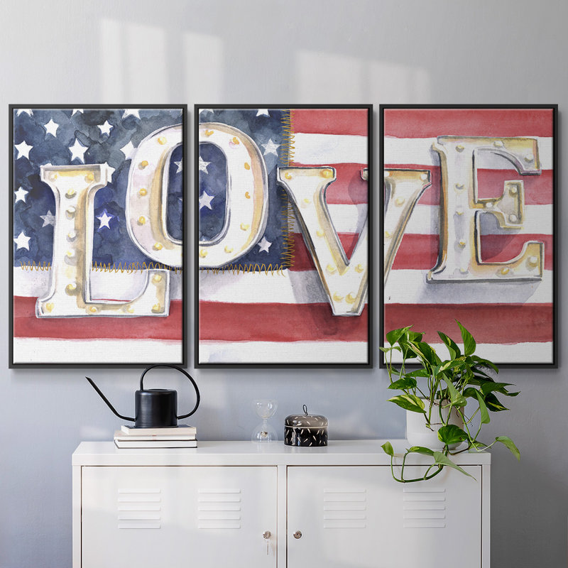 «National Anthem Collection A», reproduction sur toile flottante 3 pièces, H 24 po x l 48 po x P 2 po, Noir