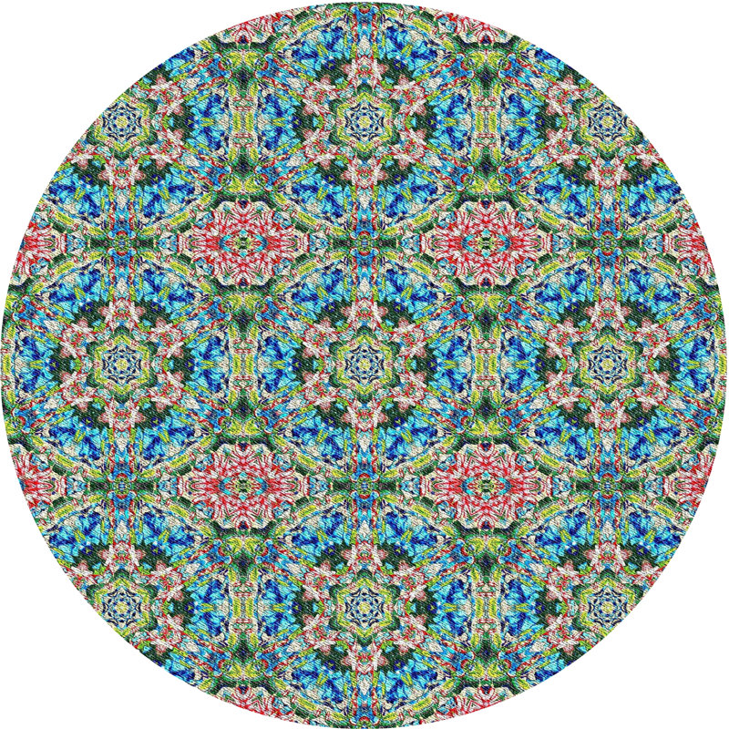 Tapis décoratif bleu, Rond 7 pi