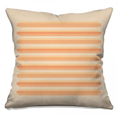 Horizontal Beige Orange Stripes Double Sided Throw Pillows