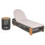 Chaise longue d'extérieur avec coussins beiges et table d'appoint en bois d'apparence, ensemble de chaises de patio toutes saisons réglables, corde grise, coussins, fabrication