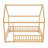 Floor Wooden Bed With House Roof Frame, Fence Guardrails-1345947242-1345947247