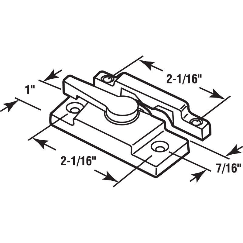 Prime-Line Sash Lock, 2-1/16 in. Hole Centers, Fits Single and Double Hung Vinyl Windows, Vinyl Construction, White (Single Pack)