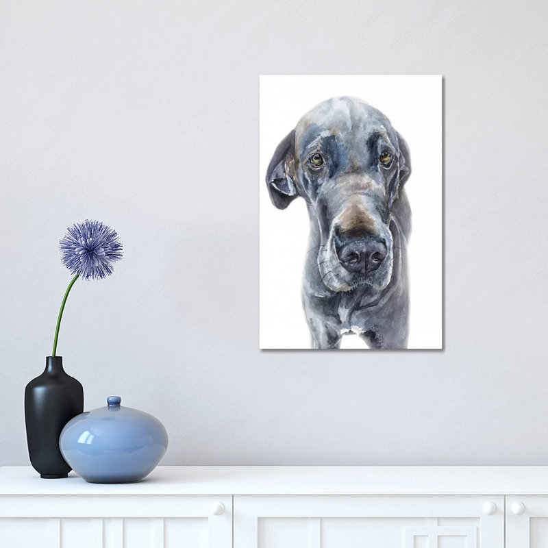 Blue Great Dane Girl by George Dyachenko - Wrapped Canvas Print, 30.48 cm H x 45.72 cm W