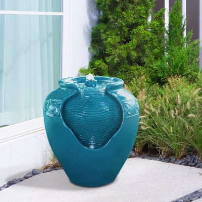 16.93" Outdoor Water Fountain with LED Lights