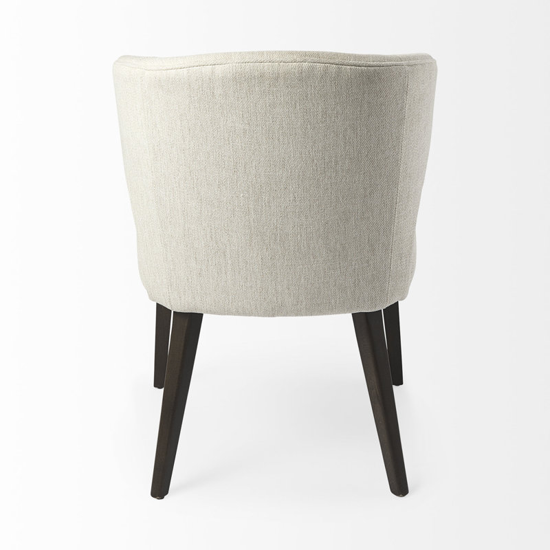 Niles Upholstered Dining Chair, Cream, Dark Brown