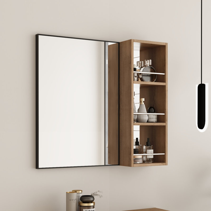 Armoire à miroir murale avec tablettes à 3 niveaux et garde-corps (l 10 po x H 27,56 po)