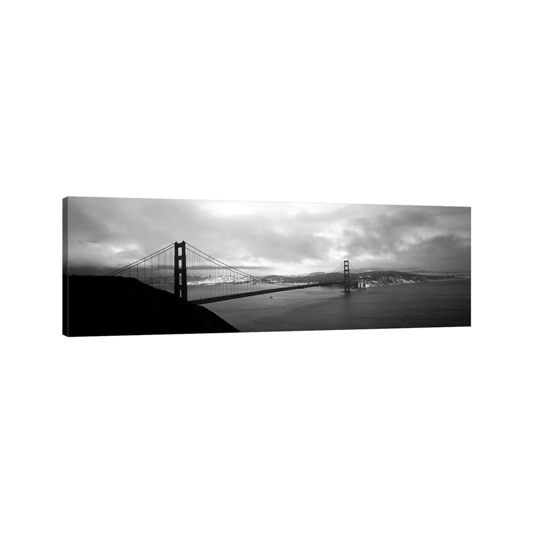High Angle View of a Bridge Across the Sea, Golden Gate Bridge - Wrapped Canvas Panoramic Photograph