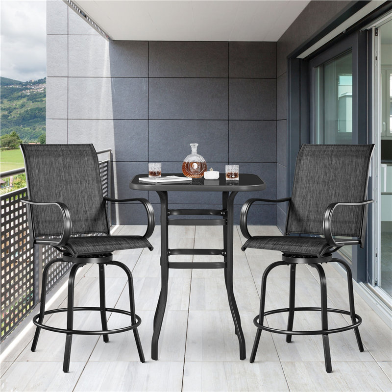 Diez Iron Outdoor 28.5'' Bar Stool, Black, Black