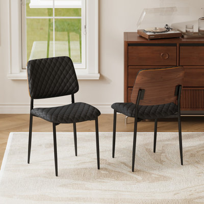 Faux Leather Dining Chairs With Bentwood Frame - Modern Upholstered Side Chairs, Set Of 2, For Dining Room, Kitchen, Cafe