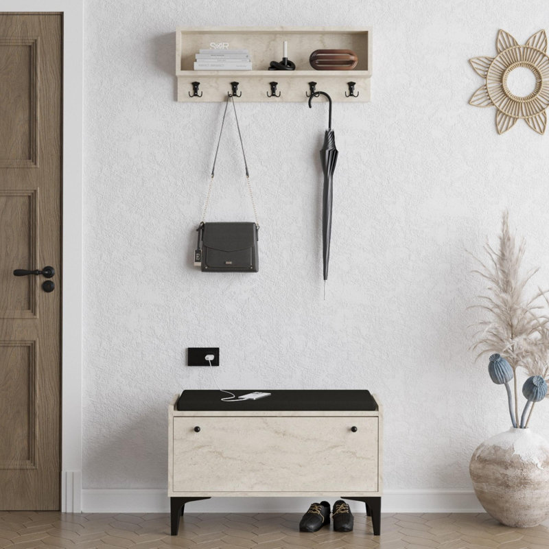 Baneen 8 Pair Shoe Storage Cabinet, Travertine