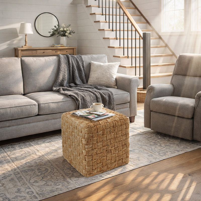 Repose-pieds carré Seagrass, l 18 po x P 18 po x H 18 po, Boho Home Decor