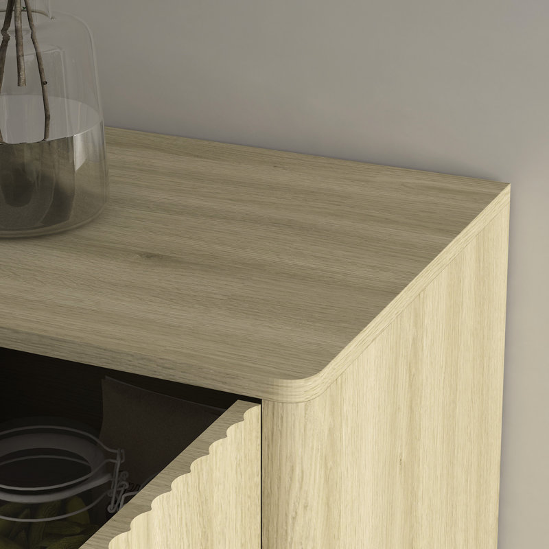 Buffet en bois avec design cannelé, tablettes réglables, console pour placer le buffet de l'armoire décorative moderne, rangement multifonctionnel, bureau approprié