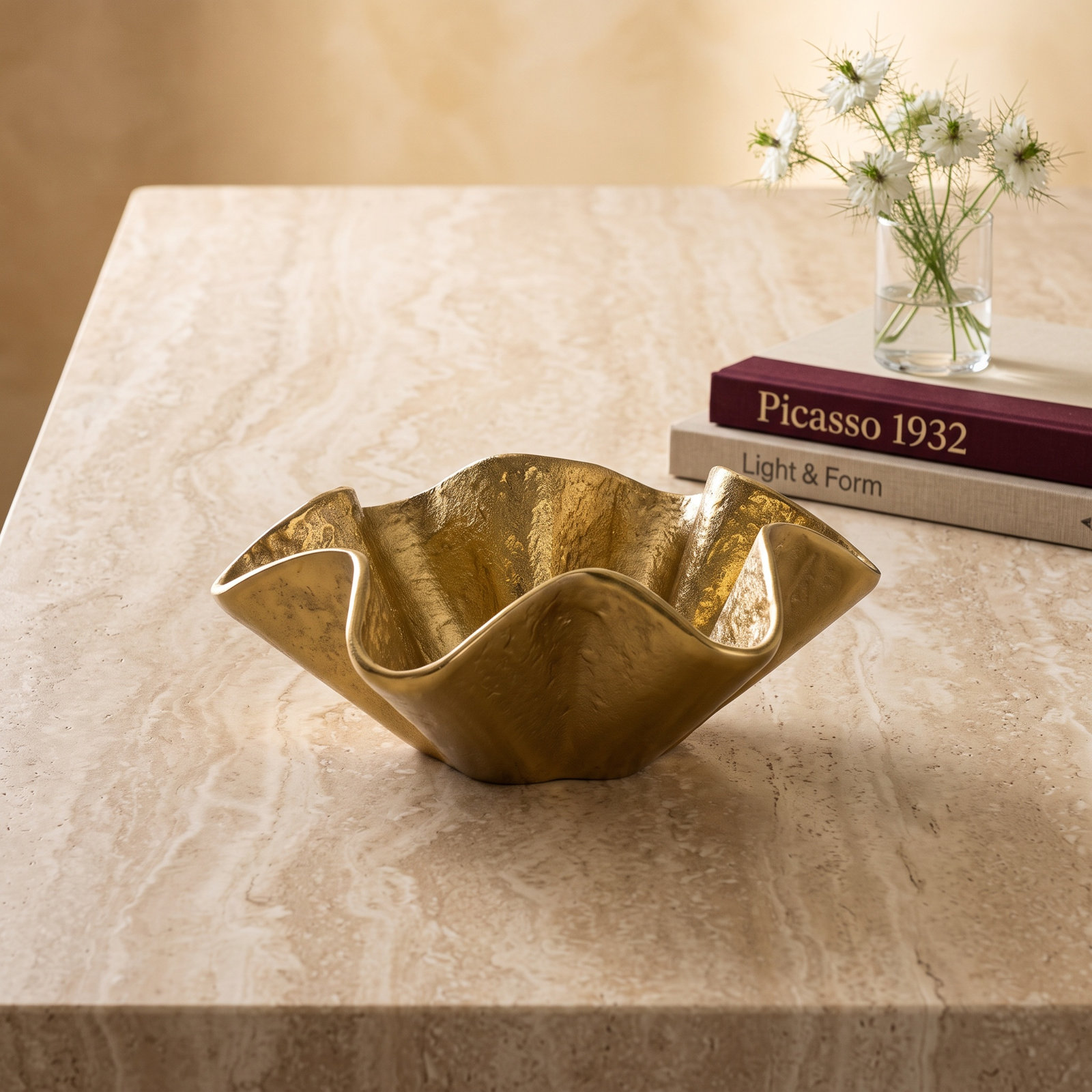 LA Modern Decorative Bowl, 4.75" H x 12" W x 12" D, Brass