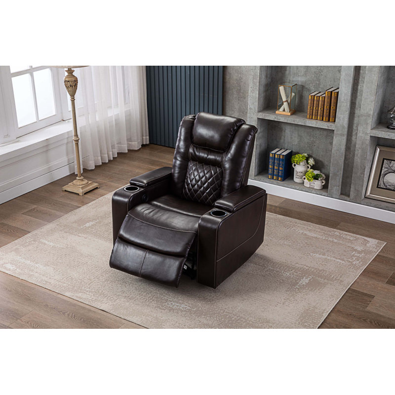 Fauteuil inclinable en cuir Artemiy, Similicuir brun