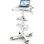 Chariot médical professionnel avec capacité de 150 lb - Chariot roulant à hauteur ajustable pour hôpital, cabinet de dentiste, salon de beauté - Roues verrouillables silencieuses à 360 ° (avec tablette de rangement à 2 niveaux / blanc)