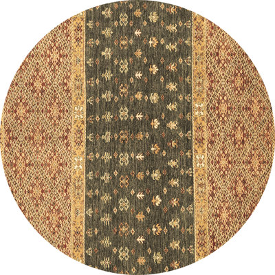 Tapis oriental en laine / polyester tissé à la machine en brun / gris