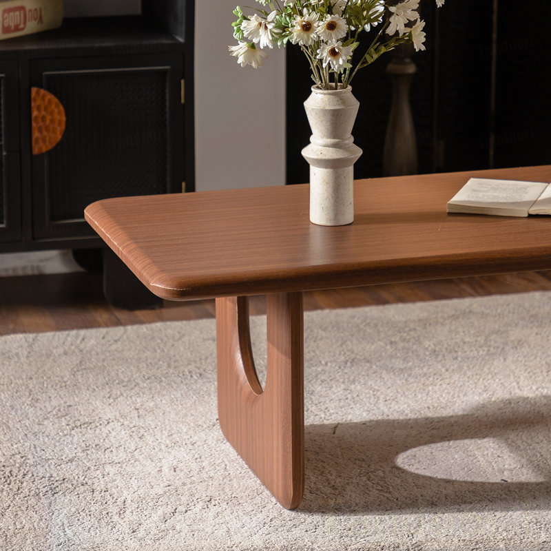 Table basse rectangulaire en bois, table basse minimaliste avec pieds en forme de U, table basse centrale pour le salon, table basse Mid-Century pour le bureau personnel