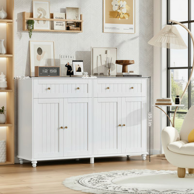 White Wooden Sideboard With Drawers And Adjustable Shelves Suitable For Use As A Dining Room Or Coffee Bar White Wooden Sideboard With Drawers And Adjustable Shelves Suitable For Use As A Dining Room Or Coffee Bar