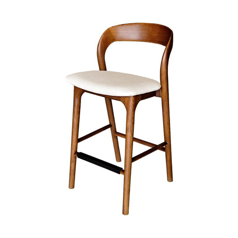 Tabouret de comptoir tapissier Rena, Brun